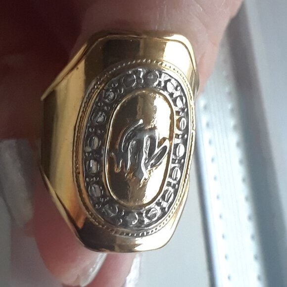 Vintage Gold Ring With Silver Accents - Picture 7 of 12